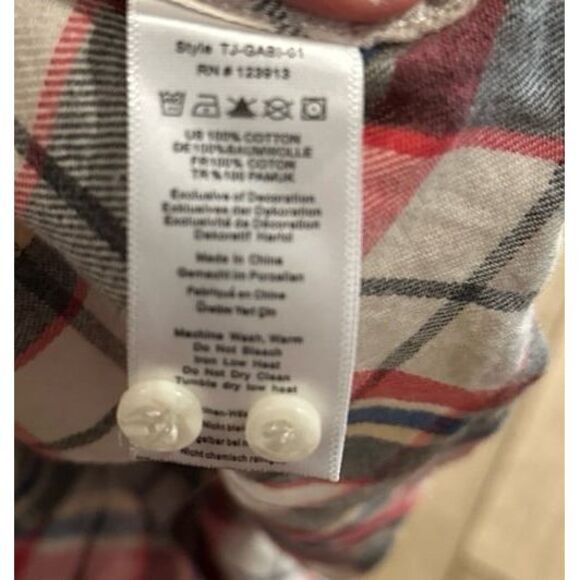 Jachs Girlfriend Flannel Shirt Roll‎ Tab Sleeve Cotton Colorful Soft XL - Picture 9 of 9